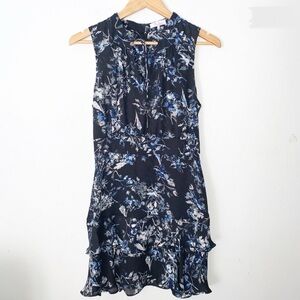 Parker Navy and White Sleeveless Floral Mini Dress